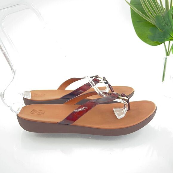 FitFlop Hoopla Tortoiseshell Women's Size 9 Brown Slip On Sandals - Picture 5 of 12